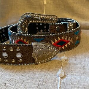 Blazin Roxx Brown Belt with Colorful Aztec Design Western, Boho, country girl